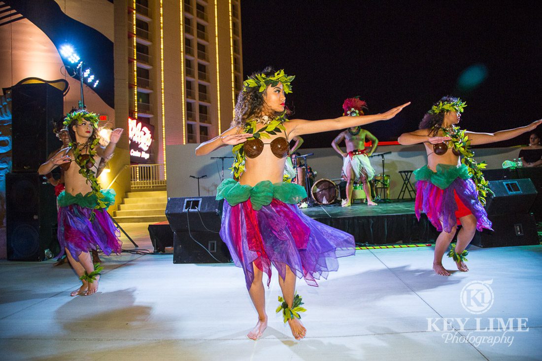 Polynesian dancers at the rooftop party at Plaza Hotel. Photos by Key Lime Photography
