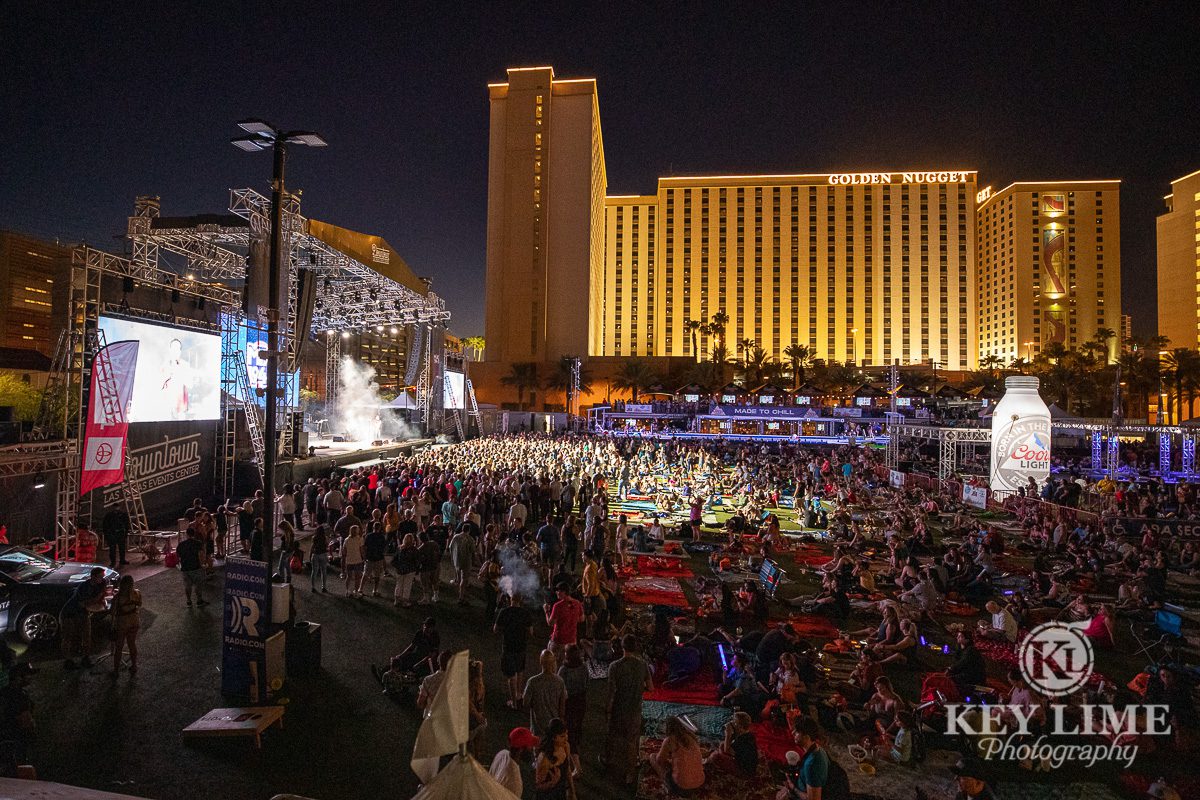 Downtown eveing image of crowed concert event photography of Bite of Las Vegas 2019