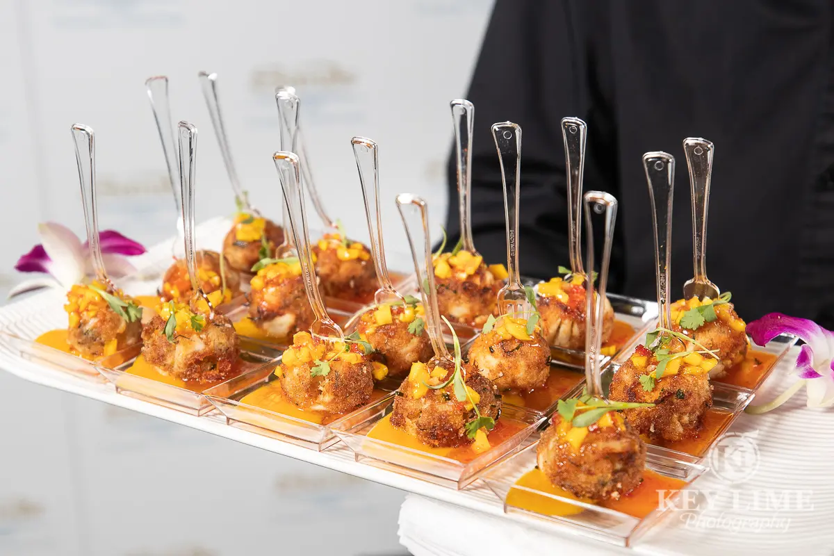 Food photography, Hors d'oeuvres on a serving tray. Event photographer sample image.