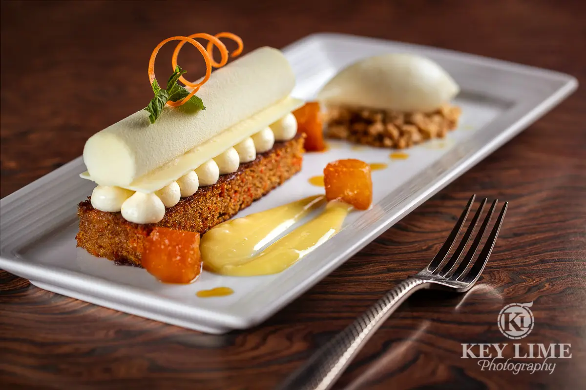 Carrot cake and cheesecake dessert. Food photographer in Las Vegas
