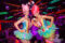 nightclub corporate event photographer image of two models dressed in candy outfits, smiling at the camera